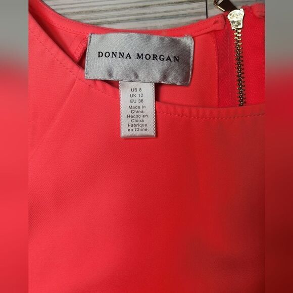 Donna Morgan Neon Pink Shift Dress Size 8 - Picture 10 of 11